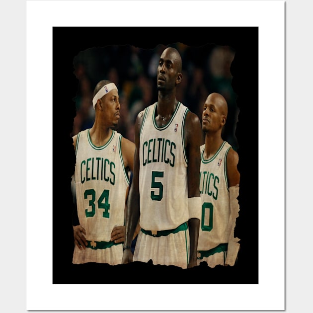 Kevin Garnett, Paul Pierce, And Ray Allen Vintage Wall Art by CAH BLUSUKAN